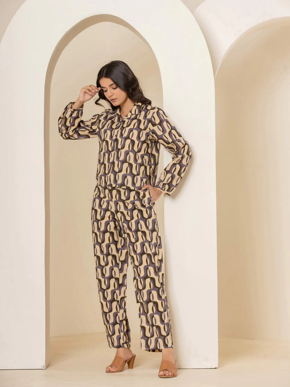 Abstract Caramel Plum Dream Co-Ord Set - Image 5