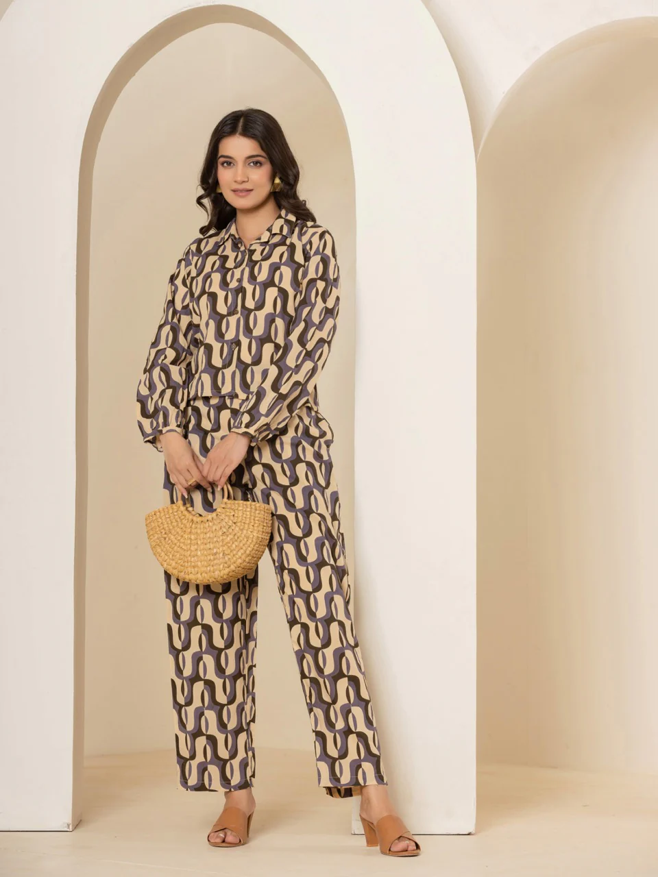 Abstract Caramel Plum Dream Co-Ord Set - Image 8