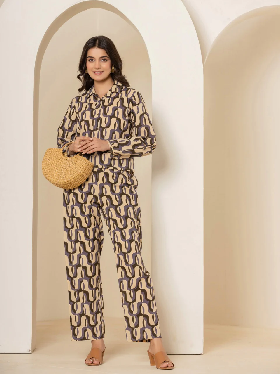 Abstract Caramel Plum Dream Co-Ord Set - Image 9