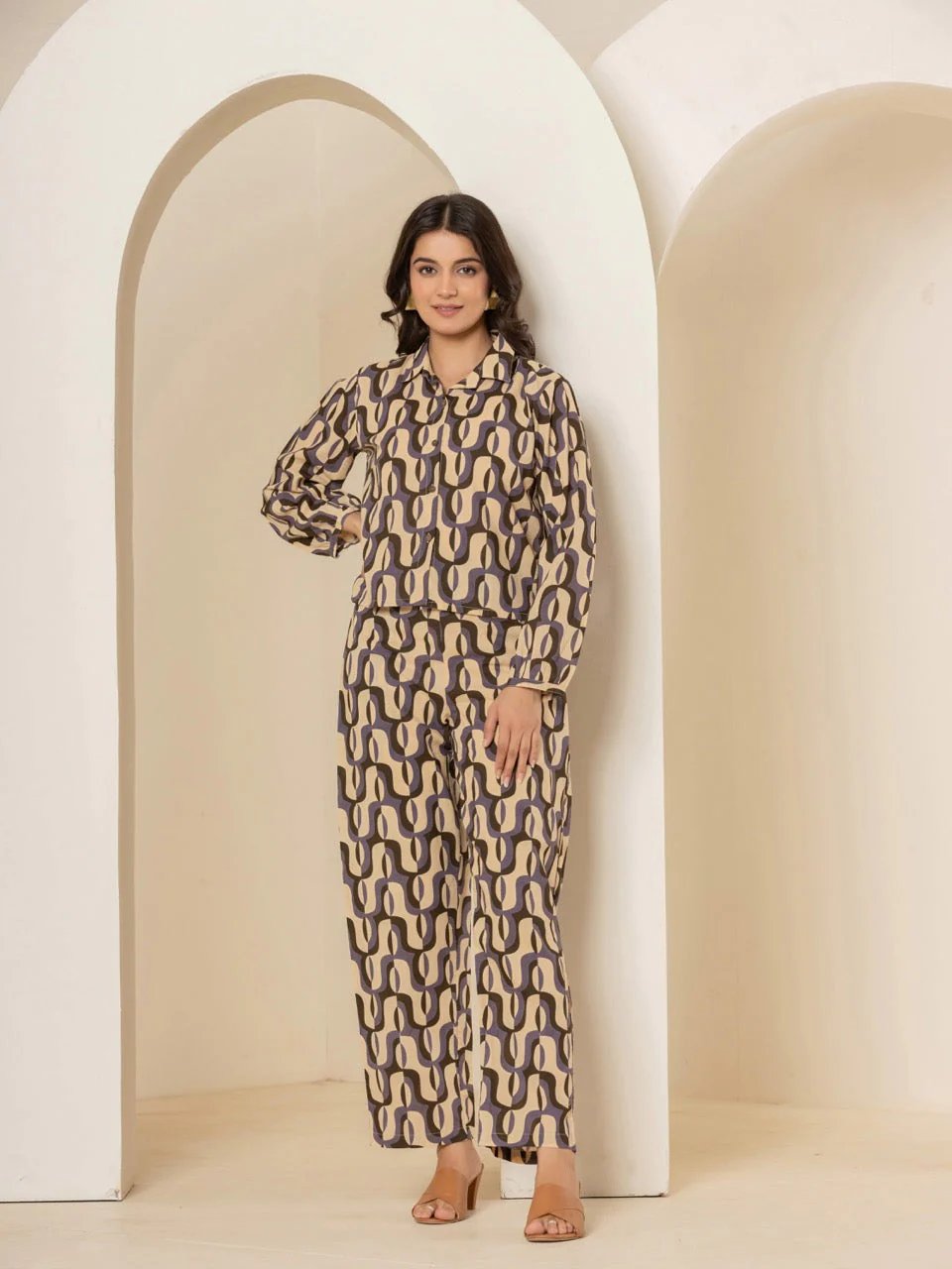 Abstract Caramel Plum Dream Shirt - Image 6