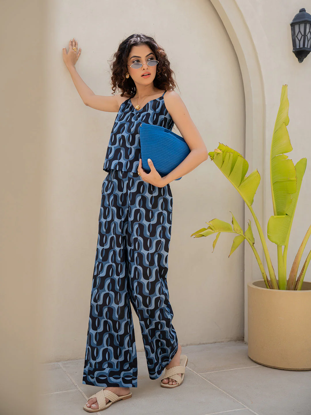 Abstract Navy Nirvana Blue Spaghetti Top - Image 7