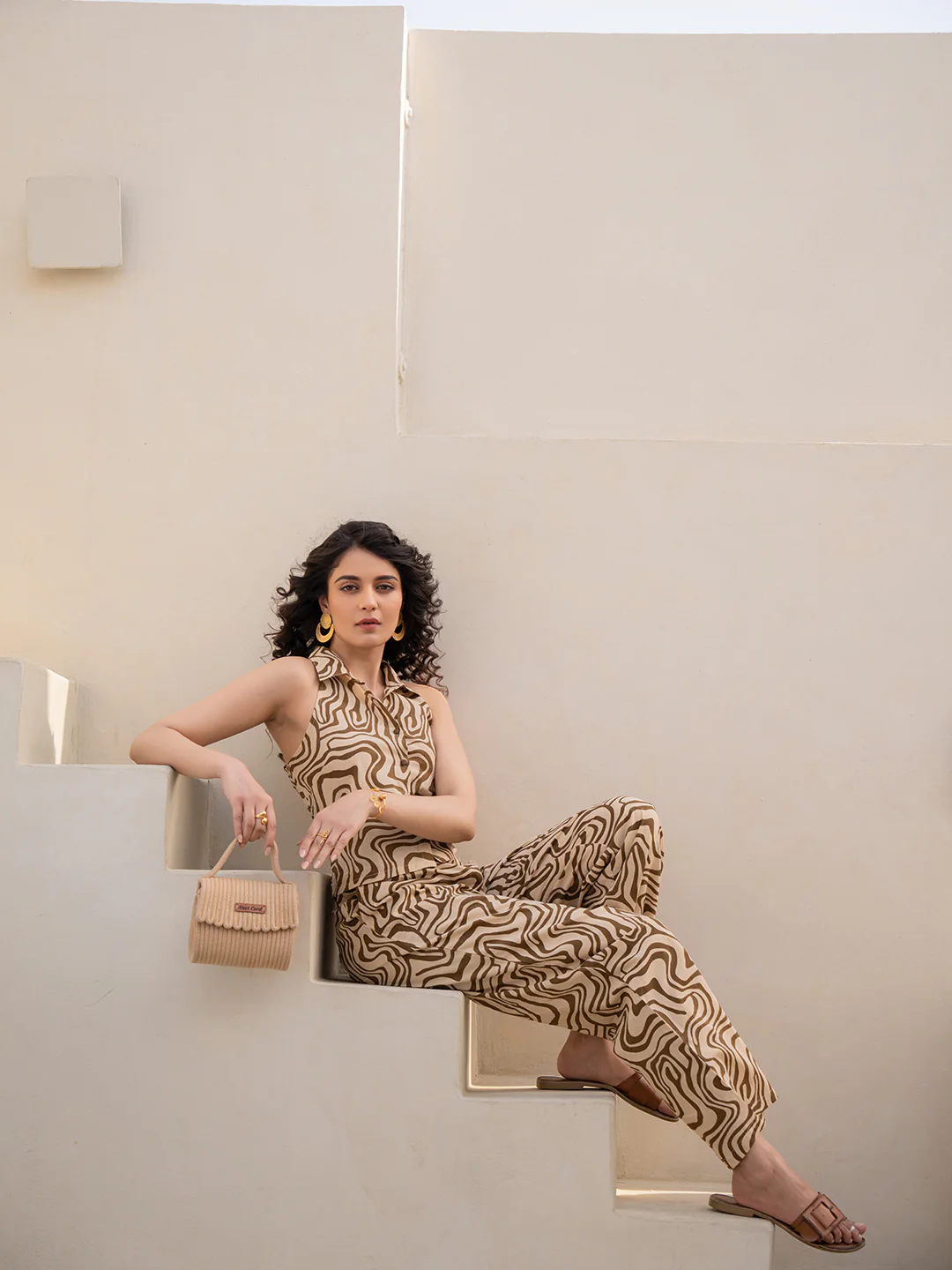 Fluid Wave Sweet Coca Brown Co-Ord Set - Image 3