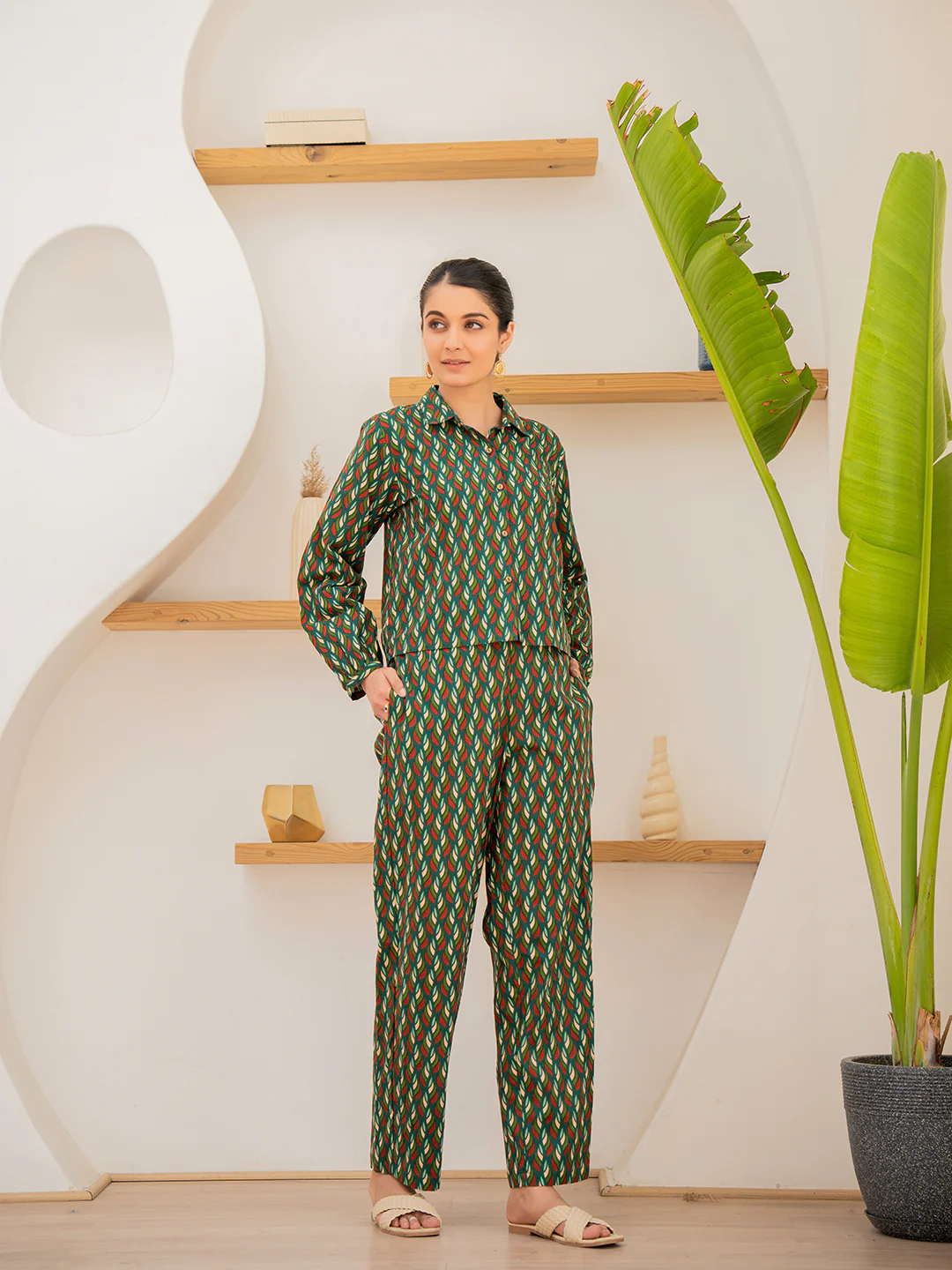 Leafy Pleate Forest Noir Green Co-Ord Set - Image 8