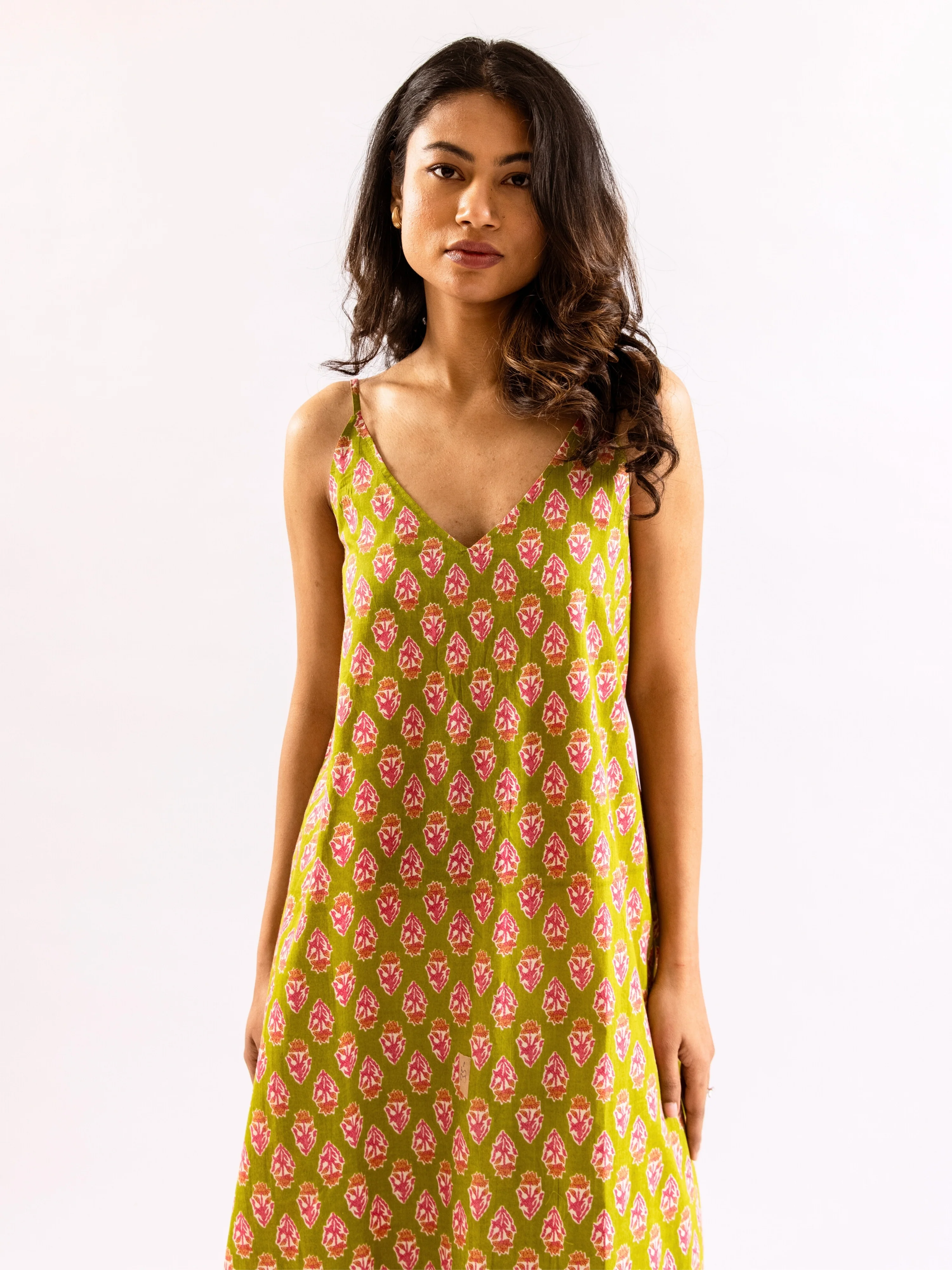Lime Green Sassy Citrus Pure Cotton V neck Sleepwear Robe Set - Image 10