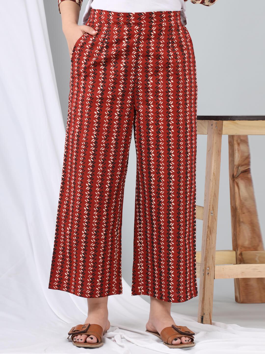 Maroon Printed Palazzo