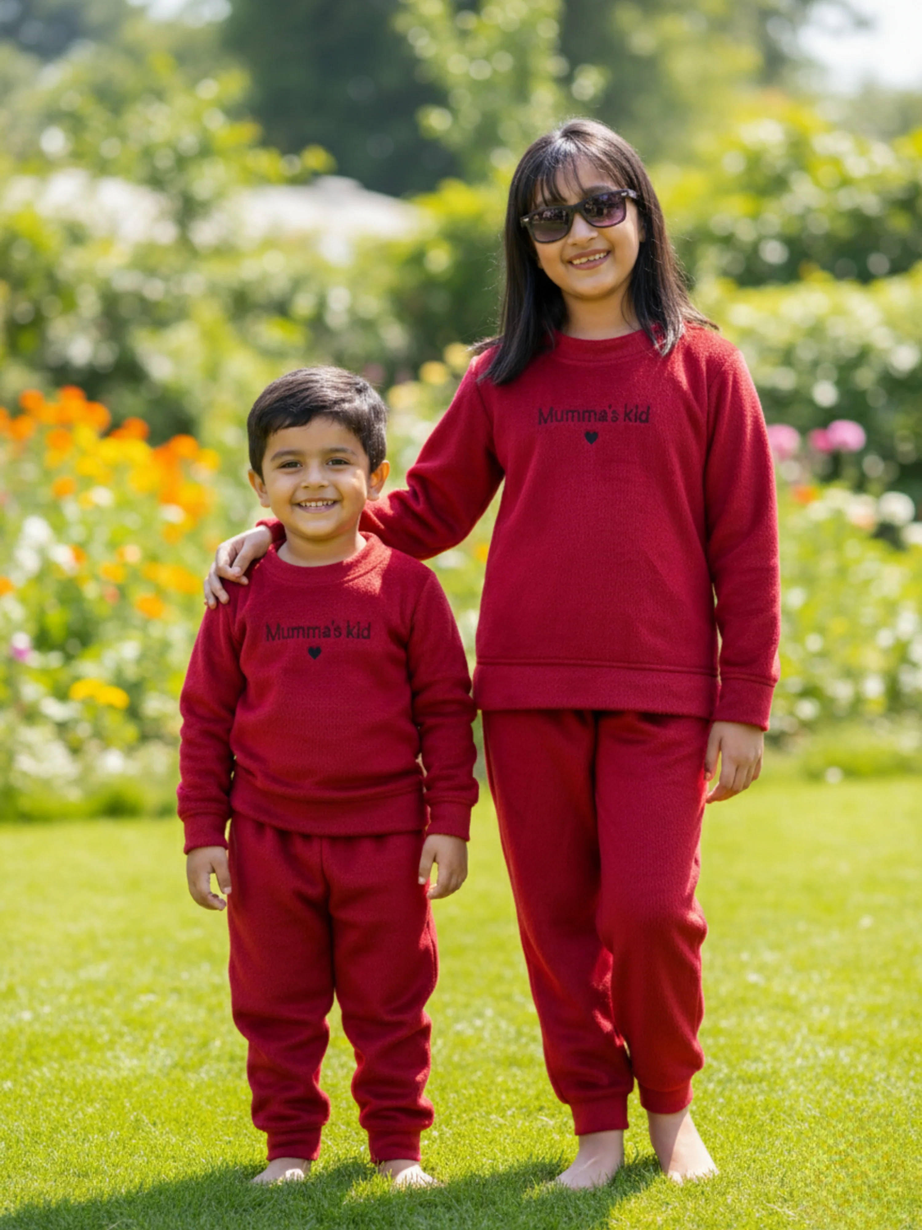 Maroon Super Soft Unisex Kids Woollen Embroidered Sweatshirt Set - Image 2