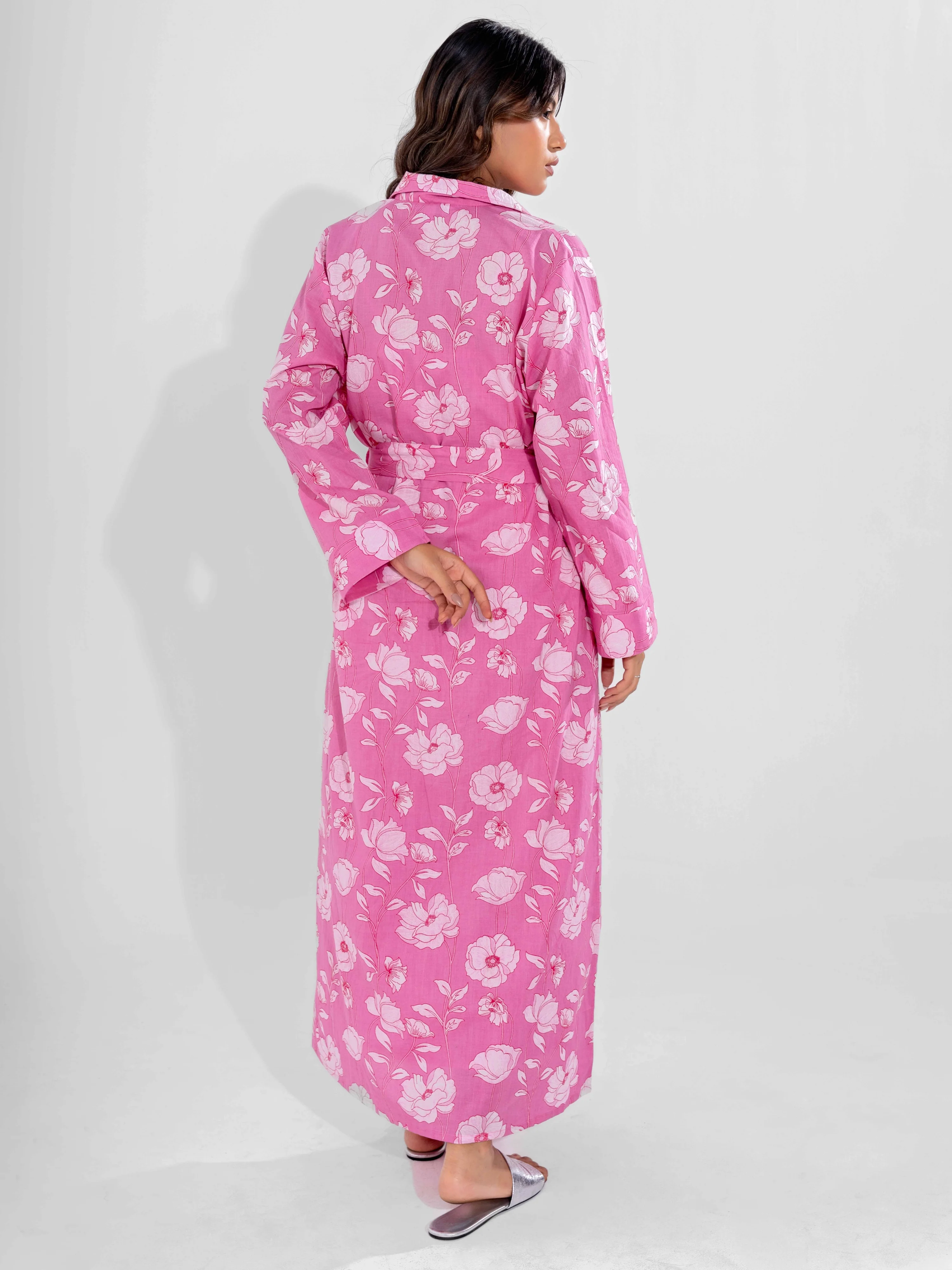 Pink Soft Pure Cotton V-Neck Midi & Shrug - Image 14