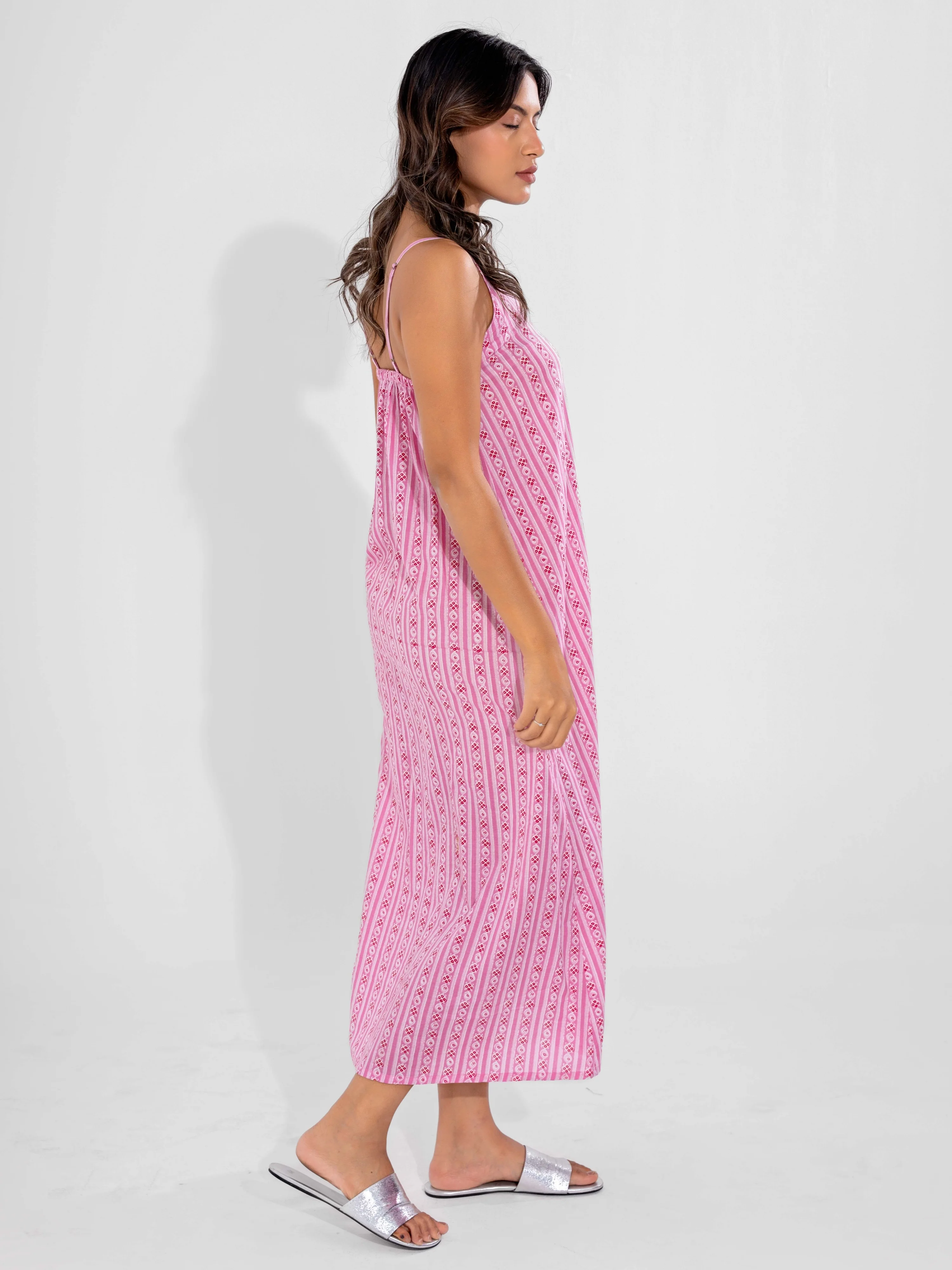 Pink Soft Pure Cotton V-Neck Midi & Shrug - Image 16