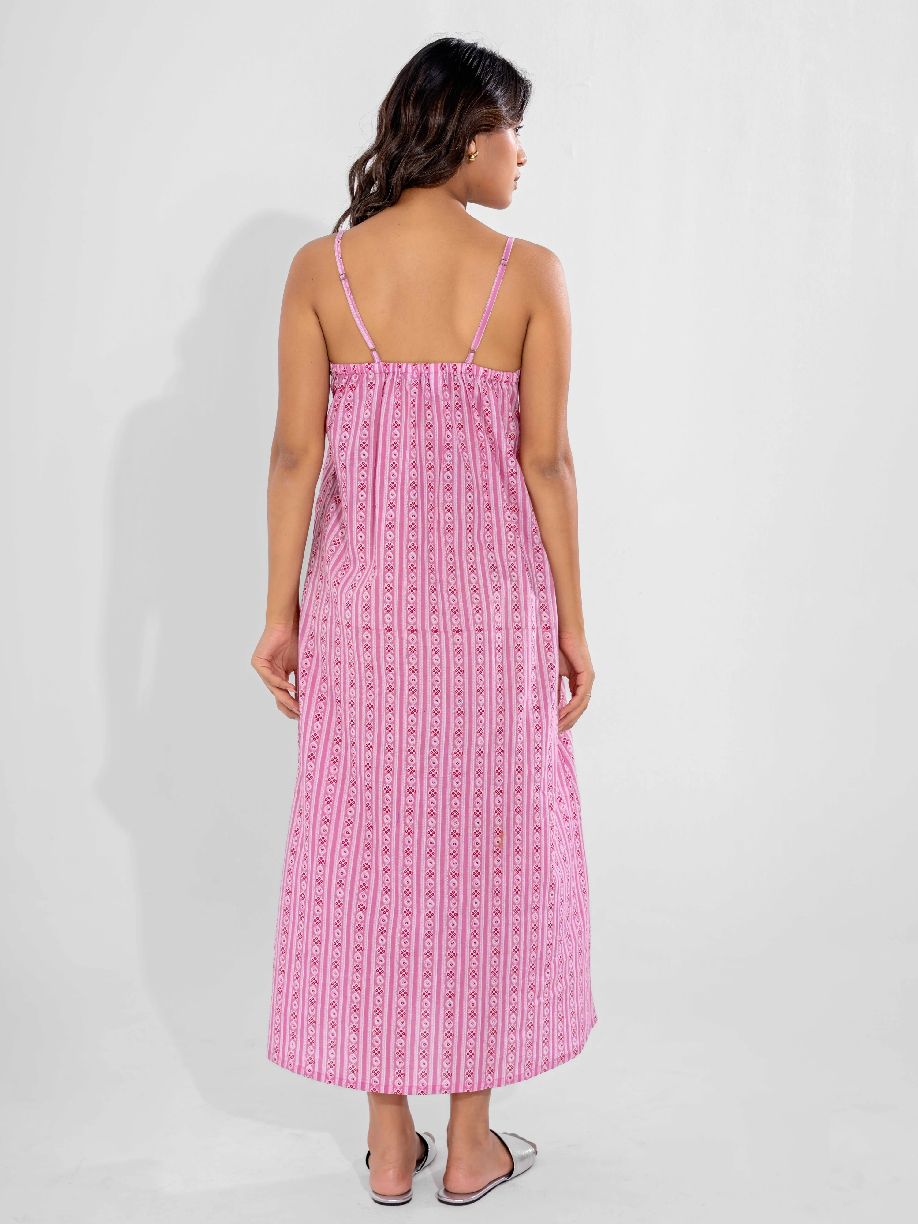Pink Soft Pure Cotton V-Neck Midi & Shrug - Image 17