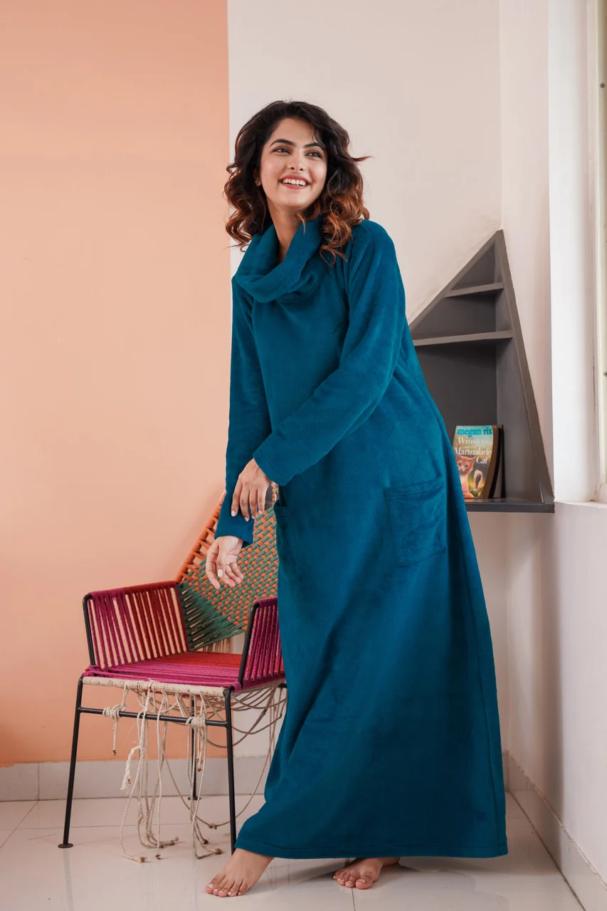 Super Soft Teal High Neck Woollen Maxi - Image 6